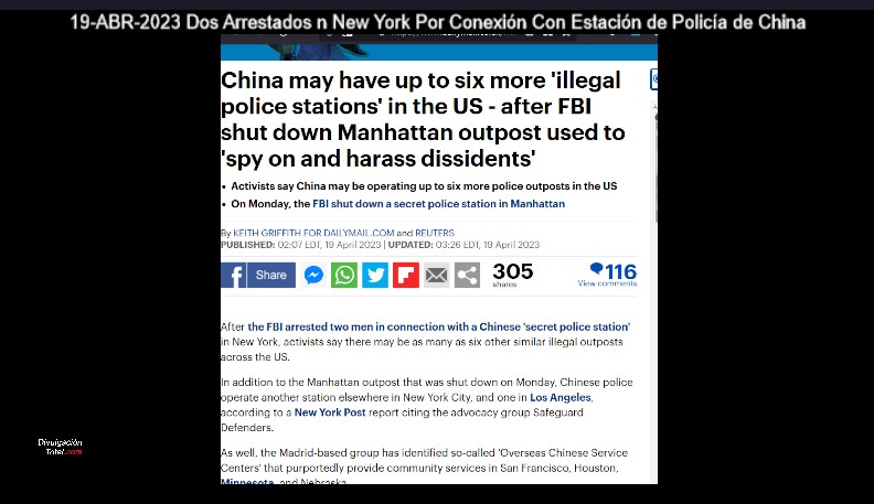 19-ABR-2023 Dos Arrestados n New York Por Conexión Con Estación de Policía de China - Divulgación Total