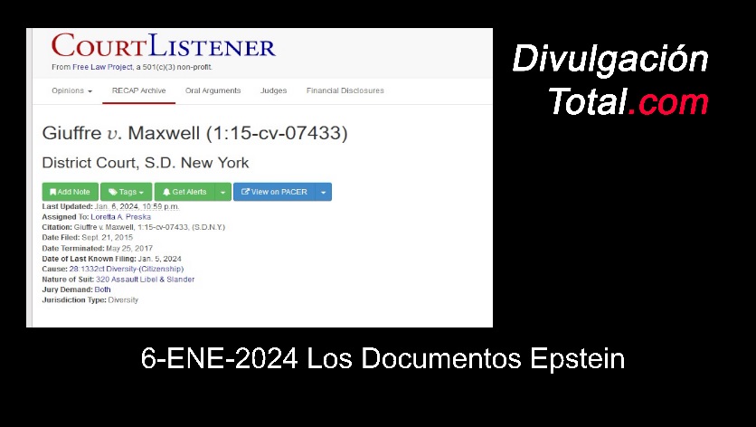 06-ENE-2024 Los Documentos Epstein - Divulgación Total